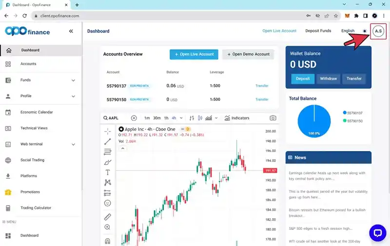 کلیک بر کادر اول نام شما در سایت بروکر