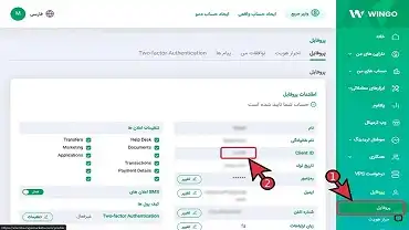 کپی اعداد از داخل پنل وینگو