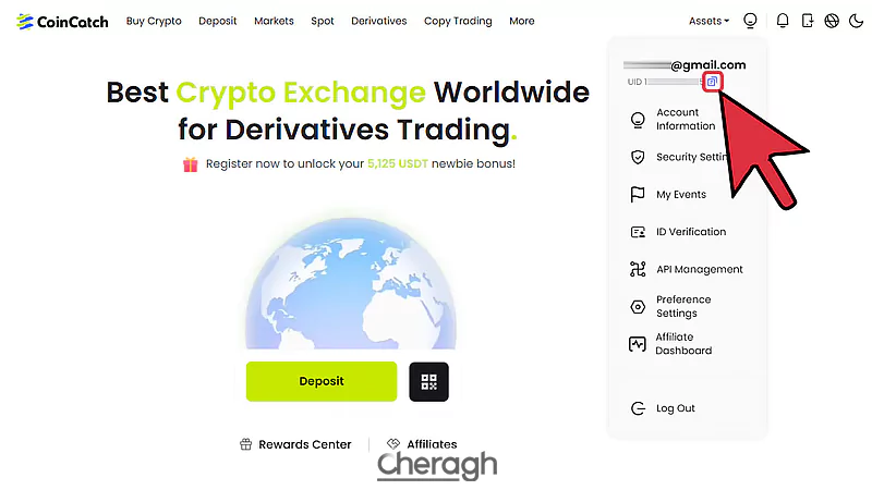 مرحله دوم برداشتن کد uic از صرافی coincatch