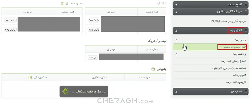 انتقال حساب به حساب در بروکر آلپاری