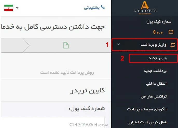 واریز در کابین شخصی