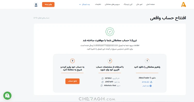 نحوه افتتاح حساب در بروکر Amarkets