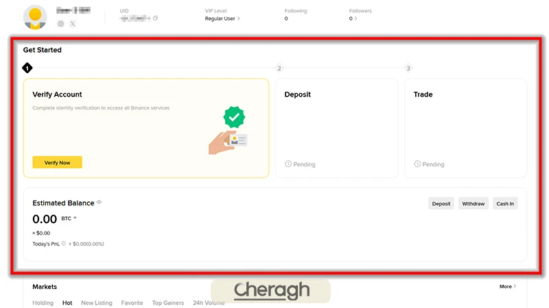 داشبورد اصلی (Dashboard) در حساب کاربری