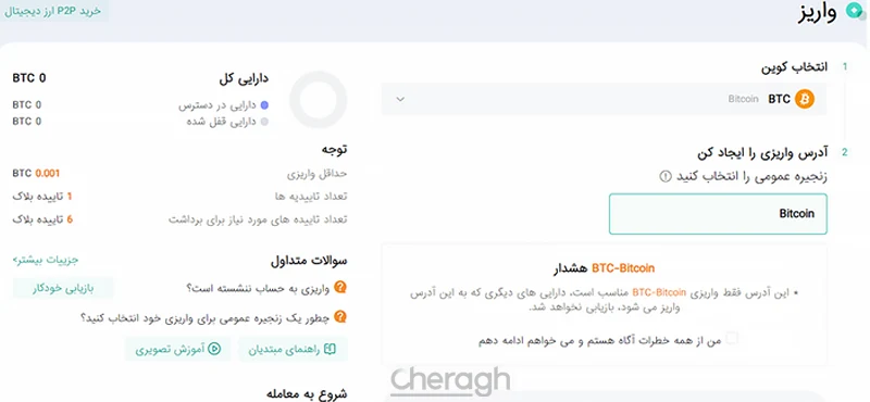 آموزش واریز و دریافت وجه در صرافی کوینکس