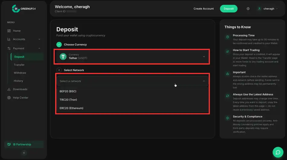 نحوه وایز وجه در بروکر Greenup24