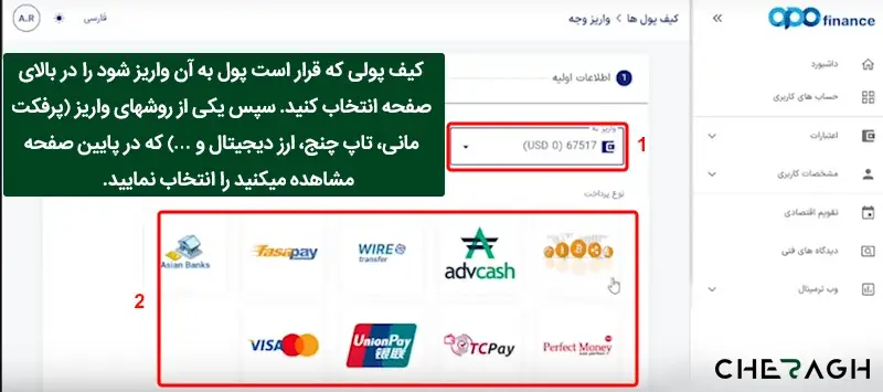 واریز وجه در اپوفایننس